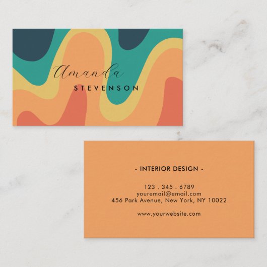 Retro Groove Liquid Abstrakt IV Visitenkarte (Vorne/Hinten)