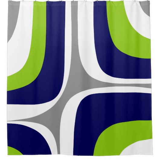 Retro Groove Mitte Jahrhundert Modernes Abstraktes Duschvorhang (Vorderseite)