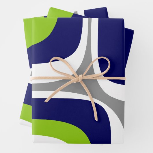 Retro Groove Mitte Jahrhundert Modernes Abstraktes Geschenkpapier Set (Beispiel)