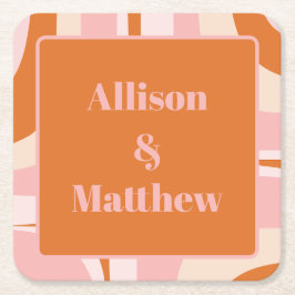 Retro Groove Modernes Minimalistisches Rosa und Or Rechteckiger Pappuntersetzer