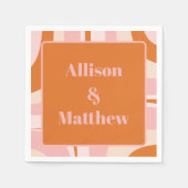 Retro Groove Modernes Minimalistisches Rosa und Or Serviette (Vorderseite)