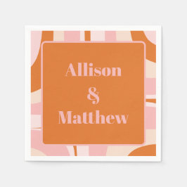 Retro Groove Modernes Minimalistisches Rosa und Or Serviette