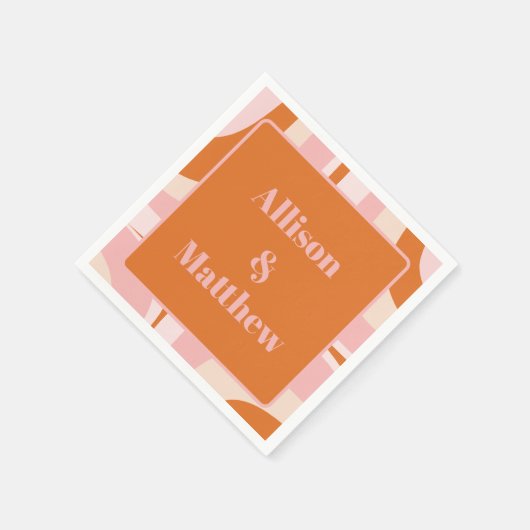 Retro Groove Modernes Minimalistisches Rosa und Or Serviette (Ecke)