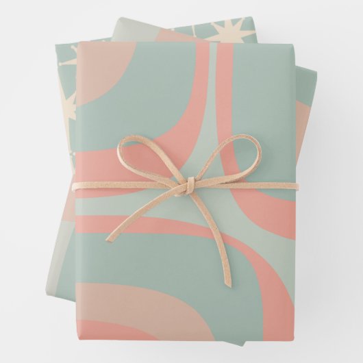 Retro Groove Pastel Vibes Muster Geschenkpapier Set (Beispiel)