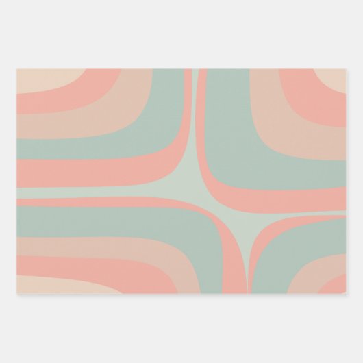 Retro Groove Pastel Vibes Muster Geschenkpapier Set (Vorderseite)