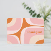 Retro Groove Pink und Orange Abstraktes Muster Dankeskarte (Stehend Vorderseite)