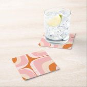 Retro Groove Pink und Orange Abstraktes Muster Rechteckiger Pappuntersetzer (Vor Ort)