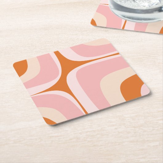 Retro Groove Pink und Orange Abstraktes Muster Rechteckiger Pappuntersetzer (angewinkelt)