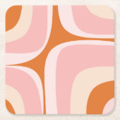 Retro Groove Pink und Orange Abstraktes Muster Rechteckiger Pappuntersetzer (Vorderseite)