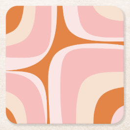 Retro Groove Pink und Orange Abstraktes Muster Rechteckiger Pappuntersetzer
