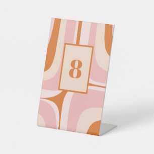 Retro Groove Pink und Orange Abstraktes Muster Sockelschild
