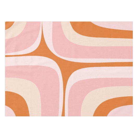 Retro Groove Pink und Orange Abstraktes Muster Tischdecke (Vorderseite (Horizontal))