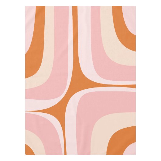 Retro Groove Pink und Orange Abstraktes Muster Tischdecke (Vorderseite)
