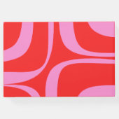 Retro Groove Preppy Pink und Red Gästebuch (Rückseite)