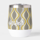 Retro-Groovitmuster - Monogramm - Goldtaupe (Vorderseite)