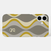 Retro-Groovitmuster - Monogramm - Goldtaupe Case-Mate iPhone Hülle (Rückseite (Horizontal))