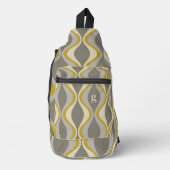 Retro-Groovitmuster - Monogramm - Goldtaupe Crossbody Bag (Vorderseite)