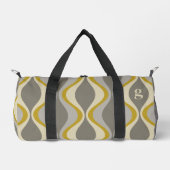 Retro-Groovitmuster - Monogramm - Goldtaupe Duffle Bag (Vorderseite)