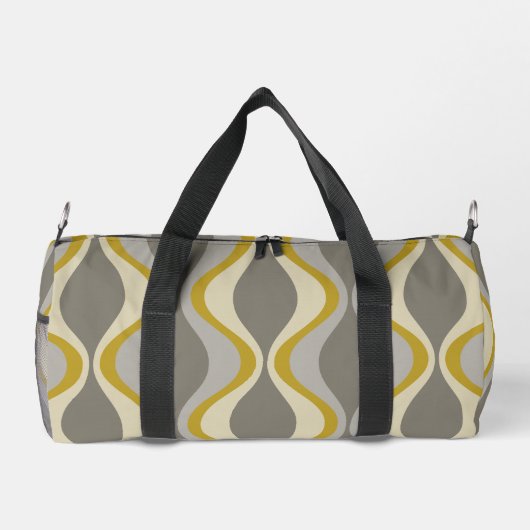 Retro-Groovitmuster - Monogramm - Goldtaupe Duffle Bag (Rückseite)