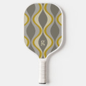 Retro-Groovitmuster - Monogramm - Goldtaupe Pickleball Schläger (Rückseite)