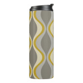 Retro-Groovitmuster - Monogramm - Goldtaupe Thermosbecher (Nach links gedreht)