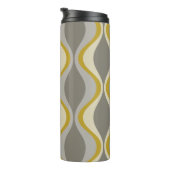 Retro-Groovitmuster - Monogramm - Goldtaupe Thermosbecher (Nach rechts gedreht)