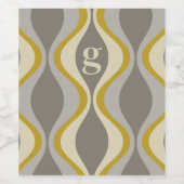 Retro-Groovitmuster - Monogramm - Goldtaupe Weinetikett (Einzelnes Label)
