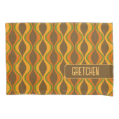 Retro-Groovitmuster - Monogramm - Oliven Kissenbezug (Vorderseite)