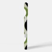 Retro-Groovitmuster - Monogramm - olivschwarz Case-Mate iPhone Hülle (Rückseite / Rechts)