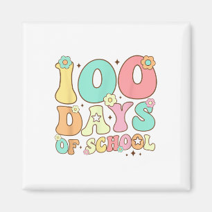 Retro Groovy 100 Tage glücklich 100. Tag der Schul Magnet