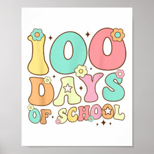 Retro Groovy 100 Tage glücklich 100. Tag der Schul Poster