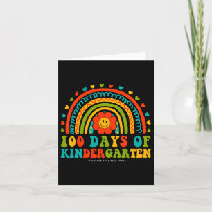 Retro Groovy 100 Tage Kindergartenlehrer Kind Karte
