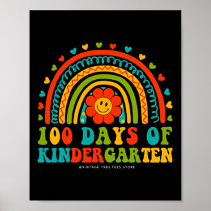 Retro Groovy 100 Tage Kindergartenlehrer Kind Poster