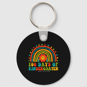 Retro Groovy 100 Tage Kindergartenlehrer Kind Schlüsselanhänger