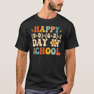 Retro Groovy 100 Tage Schule Mathelehrer Glücklich T-Shirt