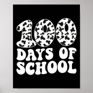 Retro Groovy 100 Tage Schulkuh Print 100. Da Poster