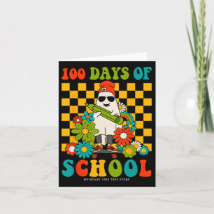 Retro Groovy 100 Tage Schullehrer Kinder Ghos Karte