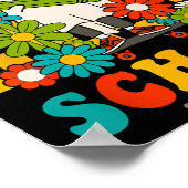 Retro Groovy 100 Tage Schullehrer Kinder Ghos Poster (Ecke)