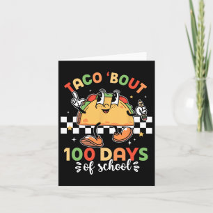 Retro Groovy 100. Tageslehrer Taco Bout 100 Tage Karte