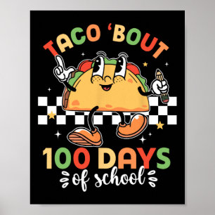 Retro Groovy 100. Tageslehrer Taco Bout 100 Tage Poster