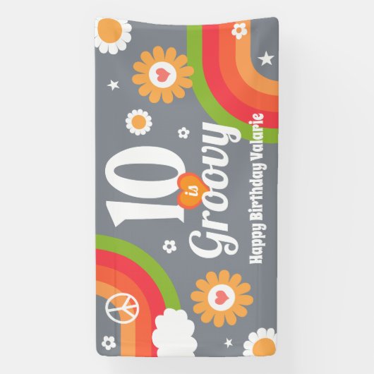 Retro Groovy 10. Geburtstag Banner (Vertikal)