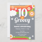 Retro Groovy 10. Geburtstag Einladung (Vorderseite)