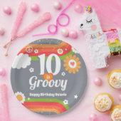 Retro Groovy 10. Geburtstag Pappteller (Party)