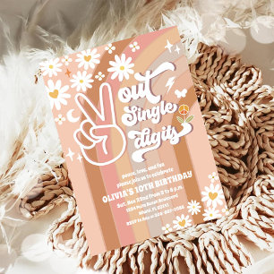 Retro Groovy 10. Geburtstagseinladung Einladung