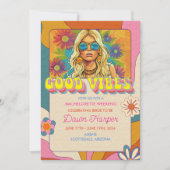 Retro Groovy 1960s Bachelorette Wochenendreise Einladung (Vorderseite)