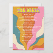 Retro Groovy 1960s Bachelorette Wochenendreise Einladung (Rückseite)