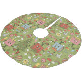 retro groovy 1970 Disco-Weihnachtsbaum grüne Überp Polyester Weihnachtsbaumdecke (Schrägansicht)