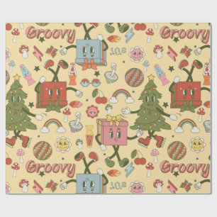 Retro Groovy 1970er Disco-Weihnachtsbaum Geschenkpapier