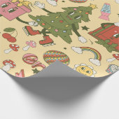 Retro Groovy 1970er Disco-Weihnachtsbaum Geschenkpapier (Ecke)