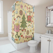 retro groovy 1970s disco christmas tree duschvorhang (Beispiel)